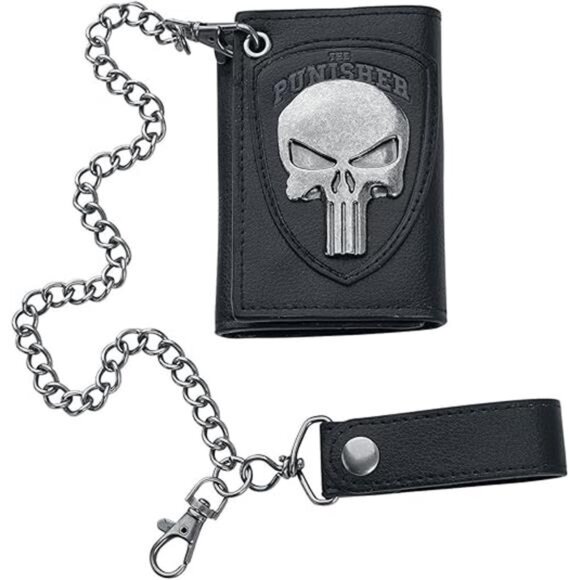 Bioworld Marvel The Punisher Skull Logo Mens Biker Chain  Marvel The Punisher Skull Logo Mens Biker Chain Wallet,Black,One Size